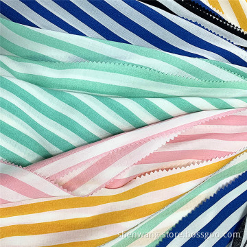 Custom Shirting Textile 100% Rayon Striped Printed Fabric